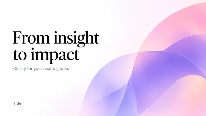 Illustrative presentation slide: From insight to impact, with lilac and pink forms.
