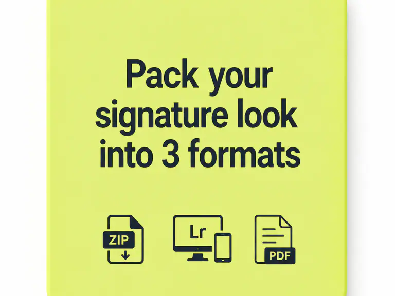 Pack your signature look into 3 Lightroom formats